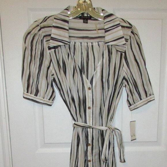 INTRIQUE Voile Striped Shirt Dress - Sz 12 - NEW - Picture 5 of 8